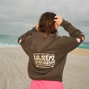 Dandy Worldwide “Heart on My Sleeve” Oversized Lux Hoodie Charcoal Grey